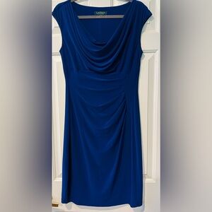Purplish Blue Ralph Lauren Draped Jersey Material Women's Dress